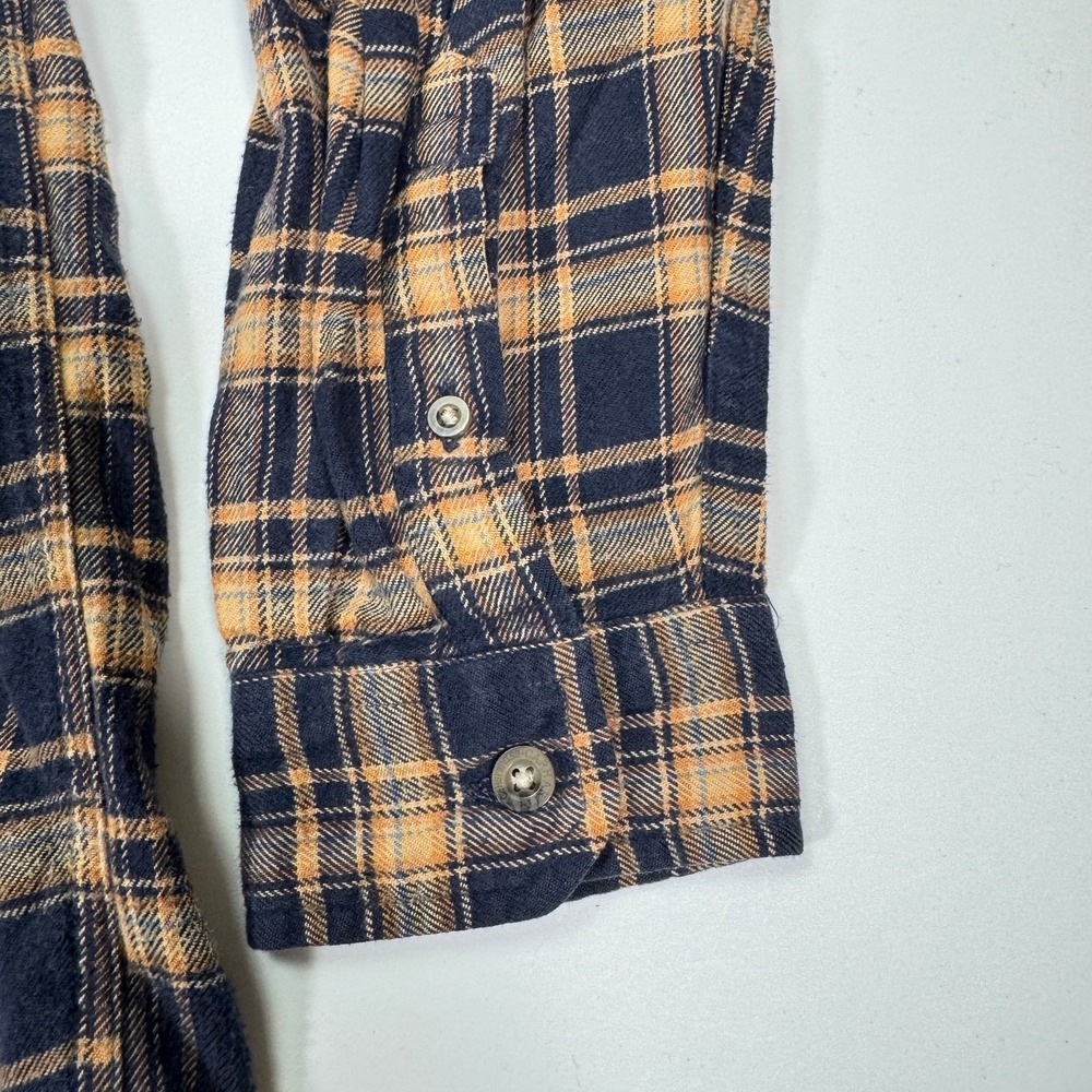 Carhartt Flannel Shirt Mens L Navy Blue Tan Plaid Cotton Workwear Long Sleeve - Picture 7 of 10